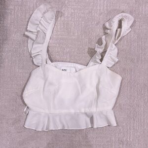 By the way. White Ruffle Strap Top XS